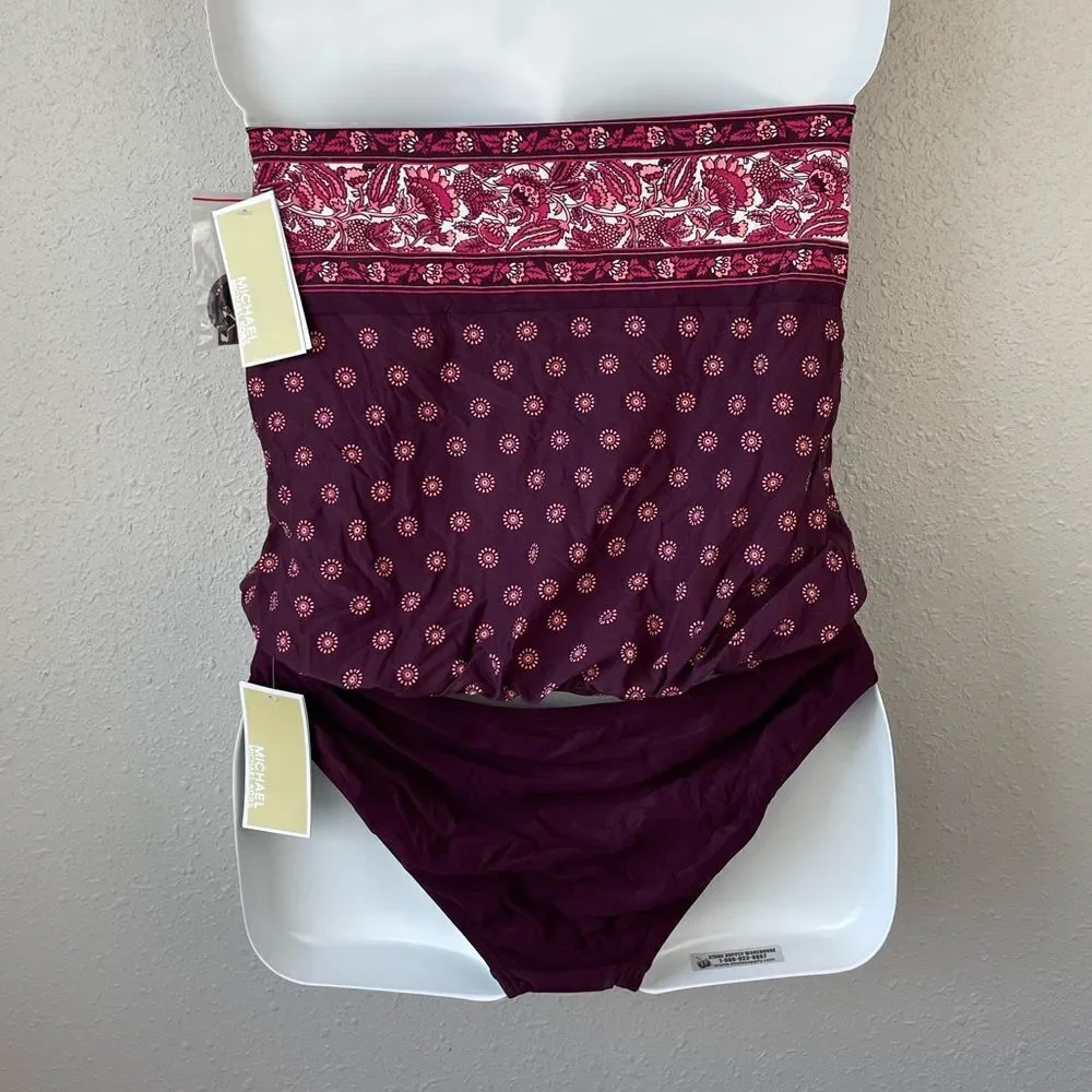 NWT MICHAEL Michael Kors Tankini Top and Matching Bottoms Size S or L
